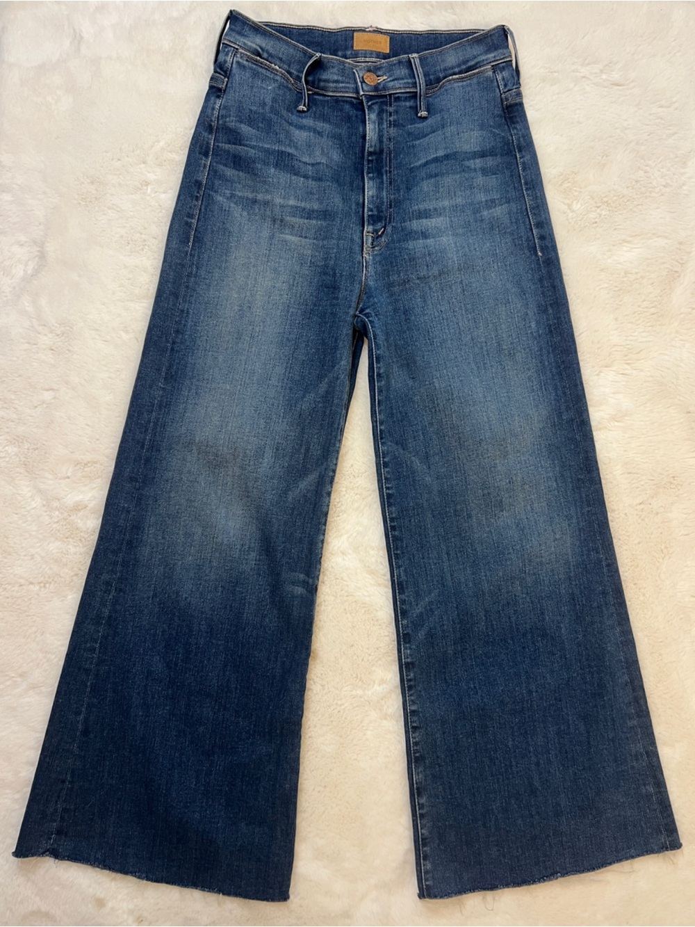 MOTHER The Swooner Roller Crop Fray High Waisted Wide Leg Jeans Size 27 - Picture 3 of 16